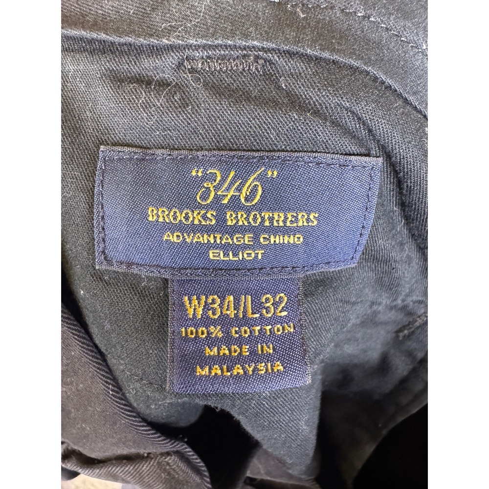 Brooks Brothers Advantage Chino Elliot Men Pleated Pant Cuffed Black 34x32 Read! - Picture 8 of 11
